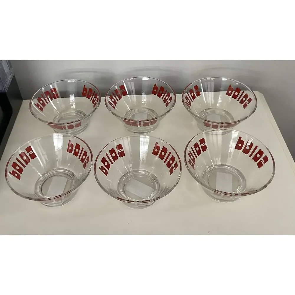 Vintage MCM Glass Salad Bowl Set Wheaton Glass 1970s 6 Pcs Set Pop Art SALAD! - Picture 3 of 3